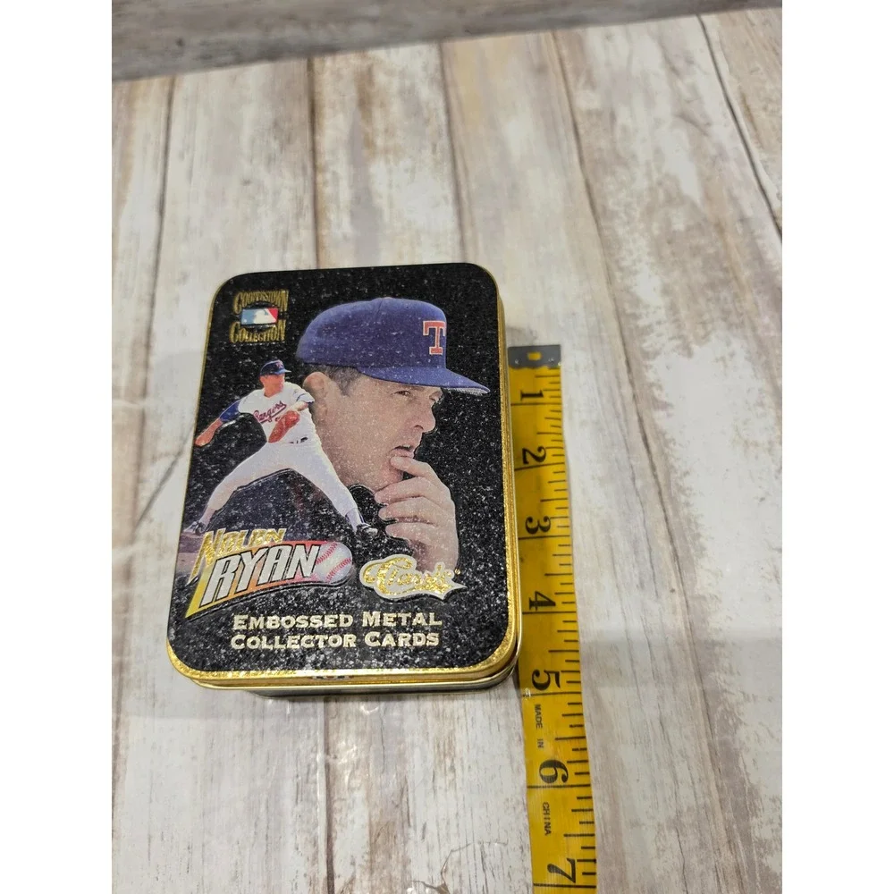 Nolan Ryan Classic Embossed Metal Collector Cards 5 Card Set w Tin Cooperstown